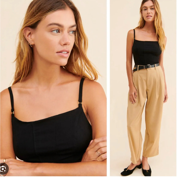 Free People Back on Track Cami S Black Top Blouse Shirt Women's - Picture 1 of 9